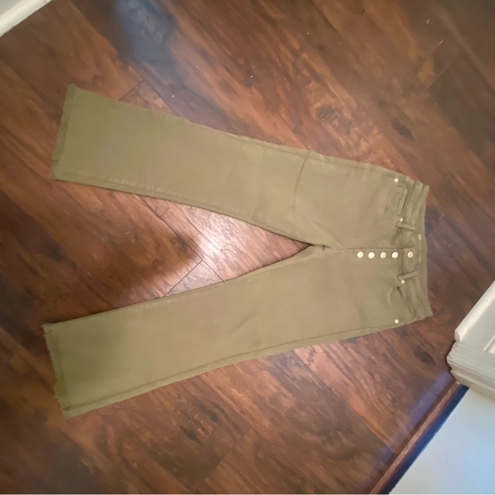Michael Kors Olive Green Button-Fly Kick Flare Pants - Size 4